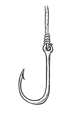fishing hook digital drawing illustration isolated