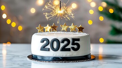 Sleek White Cake with Bold Black Lettering Decoration