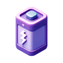 3D Box Battery Icon with Purple High-Tech Design