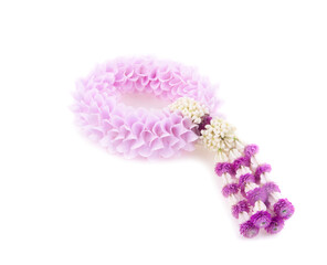 Fresh flower garland on white background