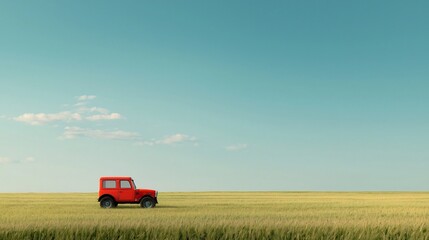Fototapeta premium Tractor Cultivating Biofuel Powered Field Under Clear Blue Sky