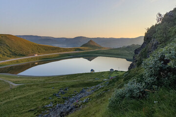 The scenery of nature in Sarnes on Mageroya Island, Norway