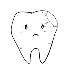 injured tooth digital drawing illustration isolated