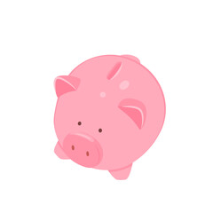 Piggy bank symbol. Funny flat vector illustration for design or icon.