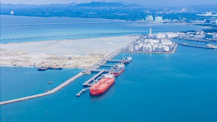 Oil tanker ship. Red Oil Tanker runing in the ocean sea. petroleum ship transportation import export fuel energy across red ocean sea. Vessel transport Gas to customs