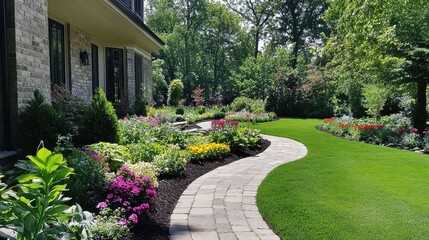 Beautifully Designed Formal Garden with Colorful Flowers