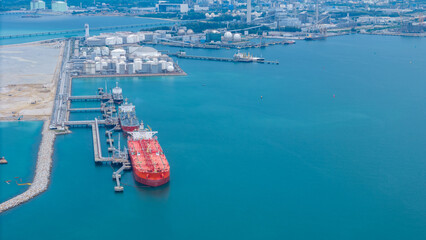 Oil tanker ship. Red Oil Tanker runing in the ocean sea. petroleum ship transportation import...