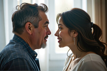 Fototapeta premium Couple looking at each other with love and tenderness