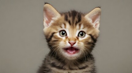 Obraz premium tabby kitten meowing portrait.generative.ai