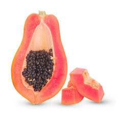 Ripe papaya isolated on white background