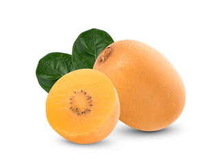 Fresh golden kiwi on white background