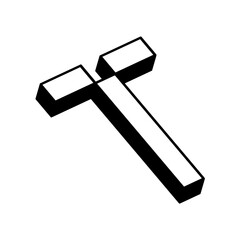 Isometric letter T , 3D alphabet illustration