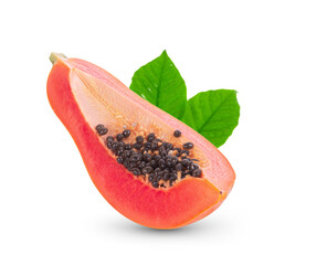 Ripe papaya on white background