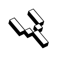 Isometric letter Y , 3D alphabet illustration
