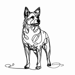 Minimalist Line Art of Australian Cattle Dog