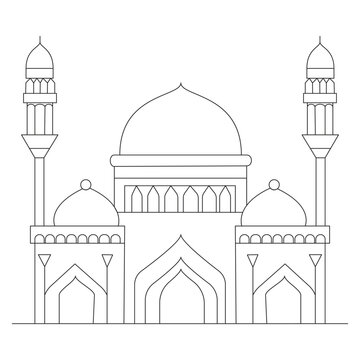 Mosque dodle handrawn line art