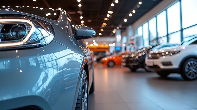 Innovative car showroom displaying modern vehicles urban environment automotive photography stylish viewpoint dynamic concept