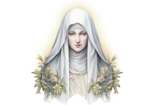 Mary mother of Jesus portrait sketch adult.