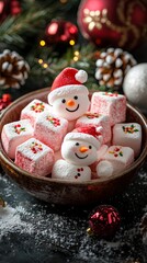 Obraz premium Christmas Snowman Marshmallow Treats: Festive Holiday Dessert