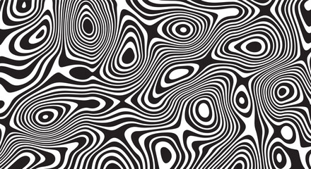Trippy organic shape Waves Ripple Pattern black and white retro wave pattern reminding optical illusions