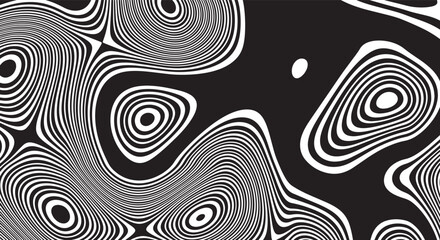 Trippy organic shape Waves Ripple Pattern black and white retro wave pattern reminding optical illusions