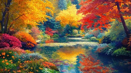 Vibrant Autumn Landscape at Butchart Gardens