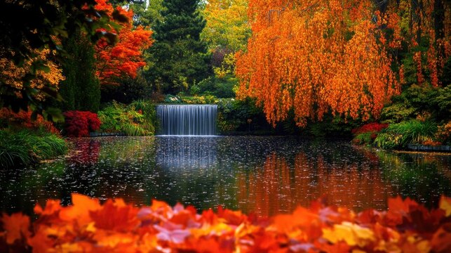 Colorful Autumn Landscape at Butchart Gardens