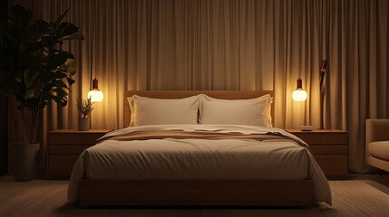 Beautiful Colored Mockup Bedroom Interior Blank Poster Decoration Art Background Image, generative AI