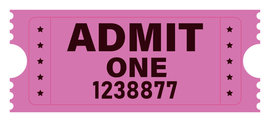 On a transparent background. One pink ticket for good luck.