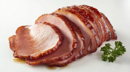 Honey-glazed ham slices. Generative AI