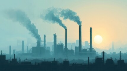 Obraz premium Industrial Pollution Landscape. Generative AI