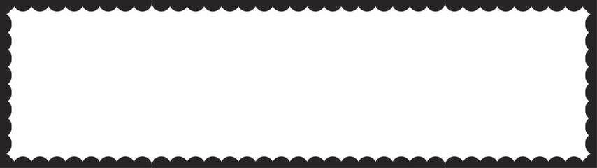 Scalloped border curve lace frame set. Silhouette frilly figure, stamp curvy edge. Wiggle decoration, tag, vintage sticker.