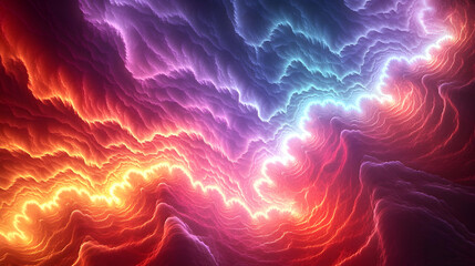 Obraz premium Abstract 3D fractal art: Vibrant, swirling energy flows intensely, creating a mesmerizing, colorful cosmic background.
