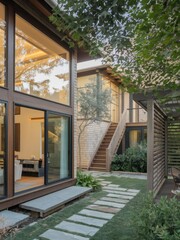 Modern Contemporary Home with Floor-to-Ceiling Windows and Beautiful Landscaping