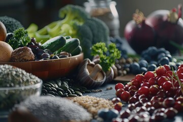 Vibrant and colorful variety of fresh fruits and vegetables