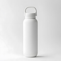 white water bottle mockup, lid with handle, white background, high resolution photography