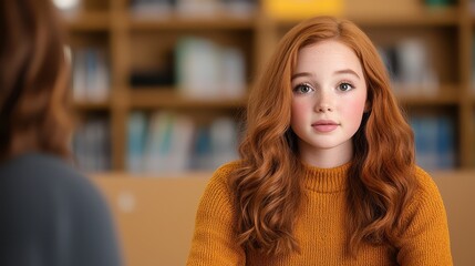 Cyberbullying Protection Concept, Teenage Student Engaging in Open Dialogue with School Counselor in a Supportive Environment Fostering Communication and Understanding