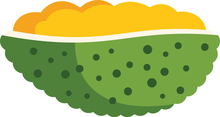 Simple vector illustration of the inside of a half jackfruit showing the ripe yellow flesh