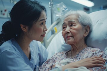 Nurses talking in hospital setting