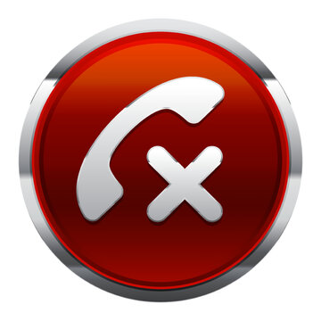 recommend clip art: Isolated red call rejection button with silver border