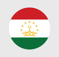 Obraz premium vector Tajikistan National Flag icon. Round flag of Tajikistan on Gray Background. 