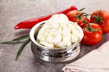 Soft Philadephia cheese in the bowl