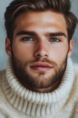 Obraz premium Bearded man looking at the camera. This is an artistic portrait featuring a combination of different frames.