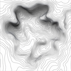 Abstract topographic contour lines on white background in black and white style