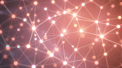 Abstract data connection network of glowing tech nodes and lines, creating a futuristic digital