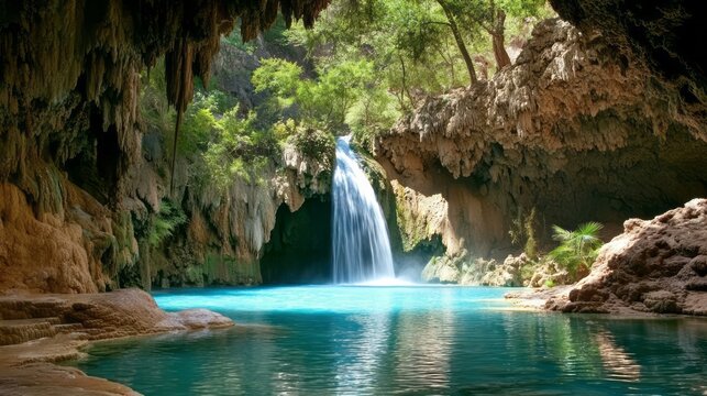Waterfall and cave 3