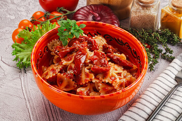 Italian pasta with dry tomato