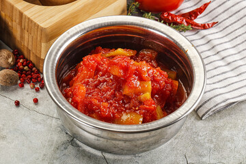 Homemade Lecho with tomato and paprika