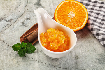 Tasty homemade Orange jam in the bowl