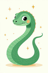 Fototapeta premium New Year 2025 symbol, snake on postcard, Christmas card. AI-generated